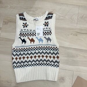 & Other Stories Cream Sweater Vest with Multicolor Pattern